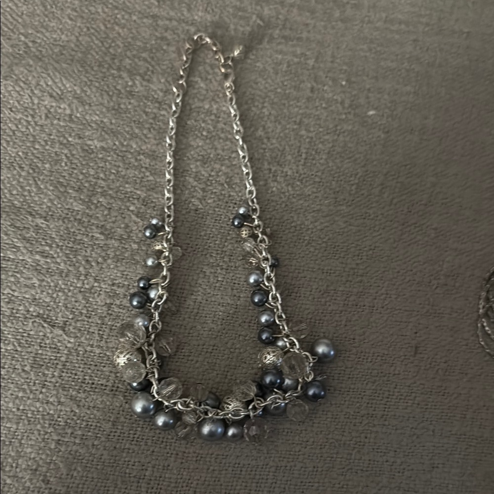 Elegant Silver and Gray Beaded Necklace